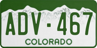 CO license plate ADV467