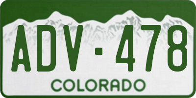 CO license plate ADV478
