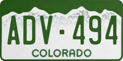 CO license plate ADV494