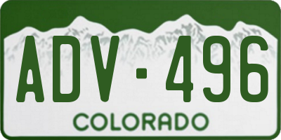 CO license plate ADV496
