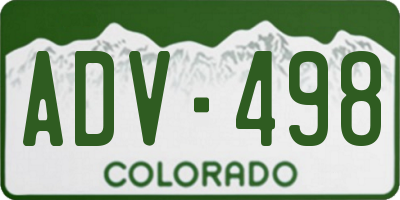 CO license plate ADV498