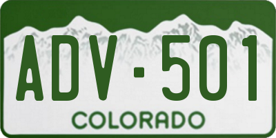 CO license plate ADV501