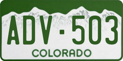CO license plate ADV503