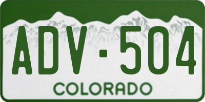 CO license plate ADV504