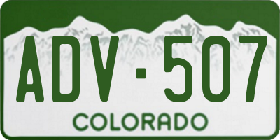CO license plate ADV507