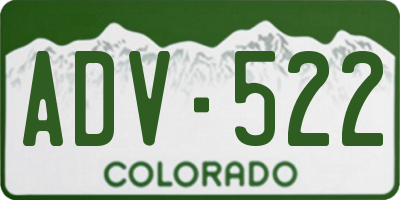 CO license plate ADV522