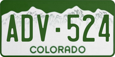 CO license plate ADV524