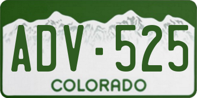 CO license plate ADV525