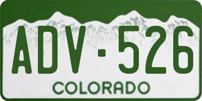 CO license plate ADV526