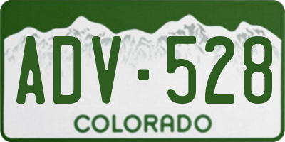 CO license plate ADV528