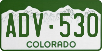 CO license plate ADV530