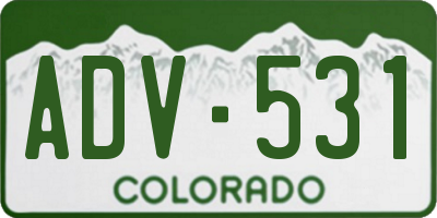 CO license plate ADV531