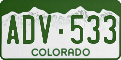 CO license plate ADV533