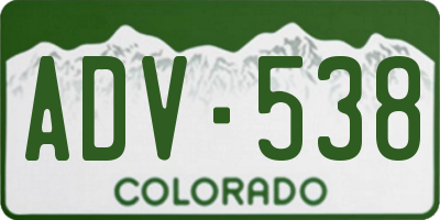 CO license plate ADV538