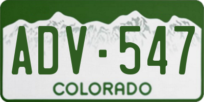 CO license plate ADV547