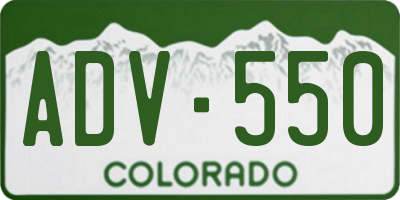 CO license plate ADV550