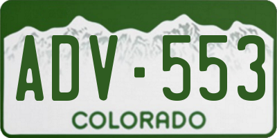 CO license plate ADV553