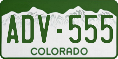CO license plate ADV555