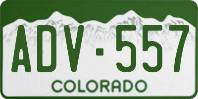 CO license plate ADV557