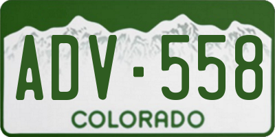 CO license plate ADV558