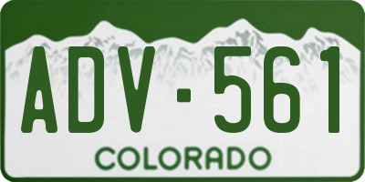 CO license plate ADV561