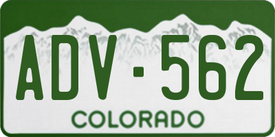CO license plate ADV562