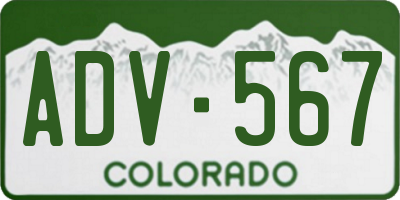CO license plate ADV567