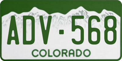 CO license plate ADV568