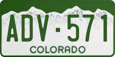 CO license plate ADV571