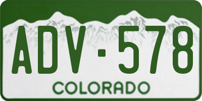 CO license plate ADV578