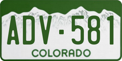 CO license plate ADV581