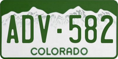 CO license plate ADV582