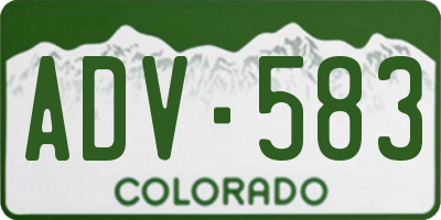 CO license plate ADV583