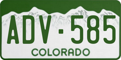 CO license plate ADV585