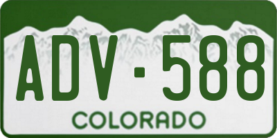 CO license plate ADV588