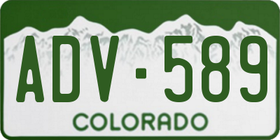 CO license plate ADV589