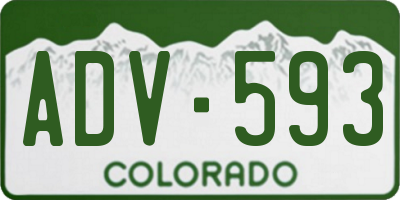 CO license plate ADV593