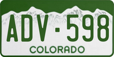 CO license plate ADV598