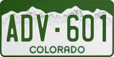CO license plate ADV601