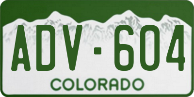 CO license plate ADV604