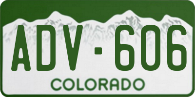 CO license plate ADV606