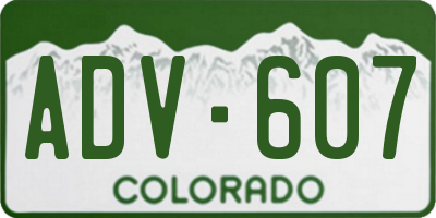 CO license plate ADV607
