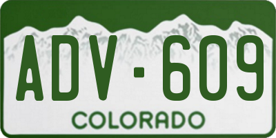 CO license plate ADV609
