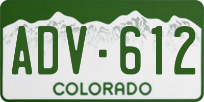 CO license plate ADV612