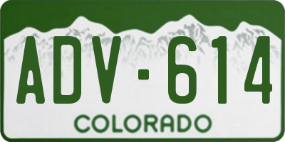 CO license plate ADV614
