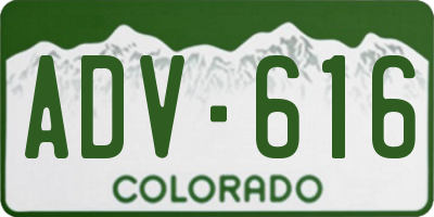 CO license plate ADV616