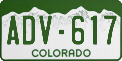 CO license plate ADV617