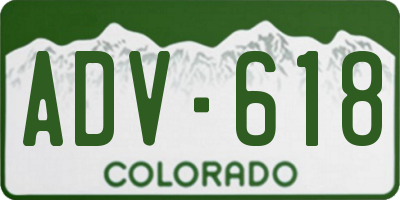 CO license plate ADV618