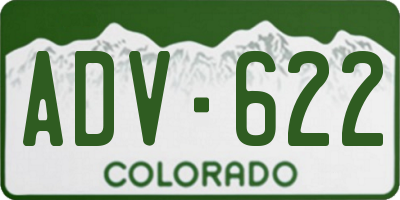 CO license plate ADV622
