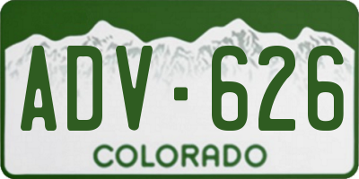 CO license plate ADV626